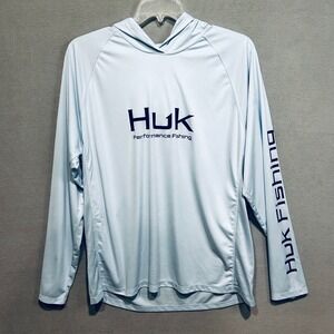 Huk Performance Mens XL Hoodie Blue Fishing Pullover Long Sleeve Sun Protection